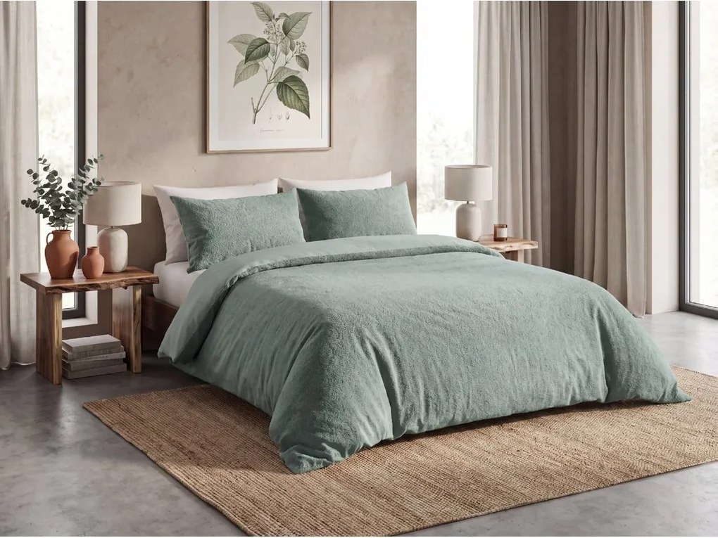 Lenjerie de pat TEDDY verde, cocolino/microfibra Dimensiune lenjerie de pat: 2 ks 60 x 70 cm | 240 x 200 cm