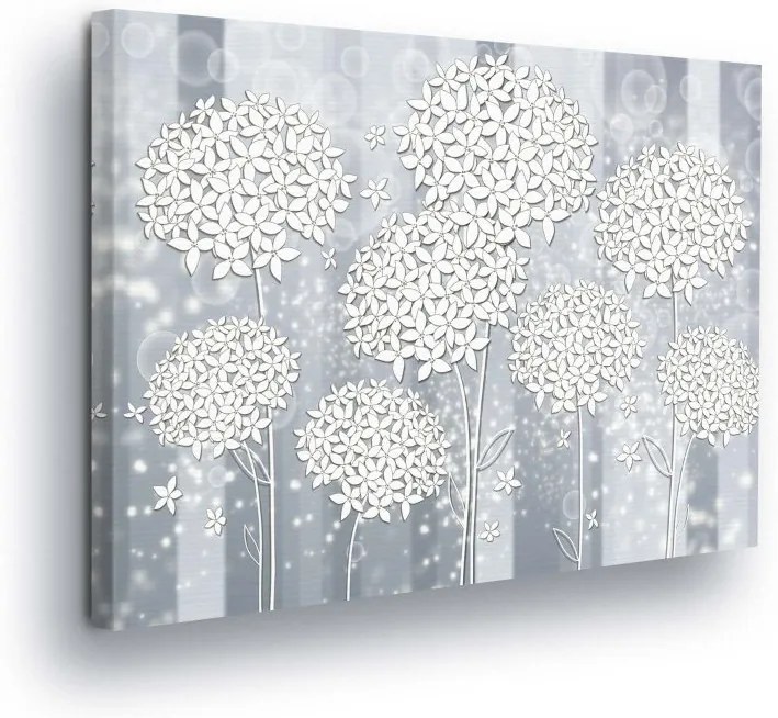 GLIX Tablou - White-folded Flowers on Blue Background 80x60 cm