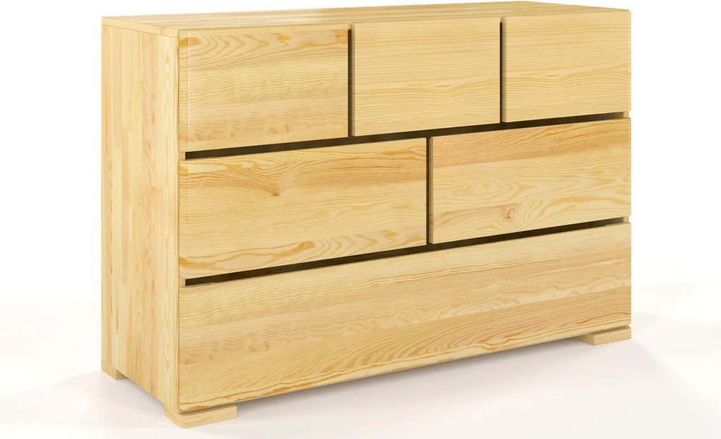 Comodă lemn masiv TerraCraft Pin 3+2+1 Sertare, 120 × 45 × 81 cm - Natural