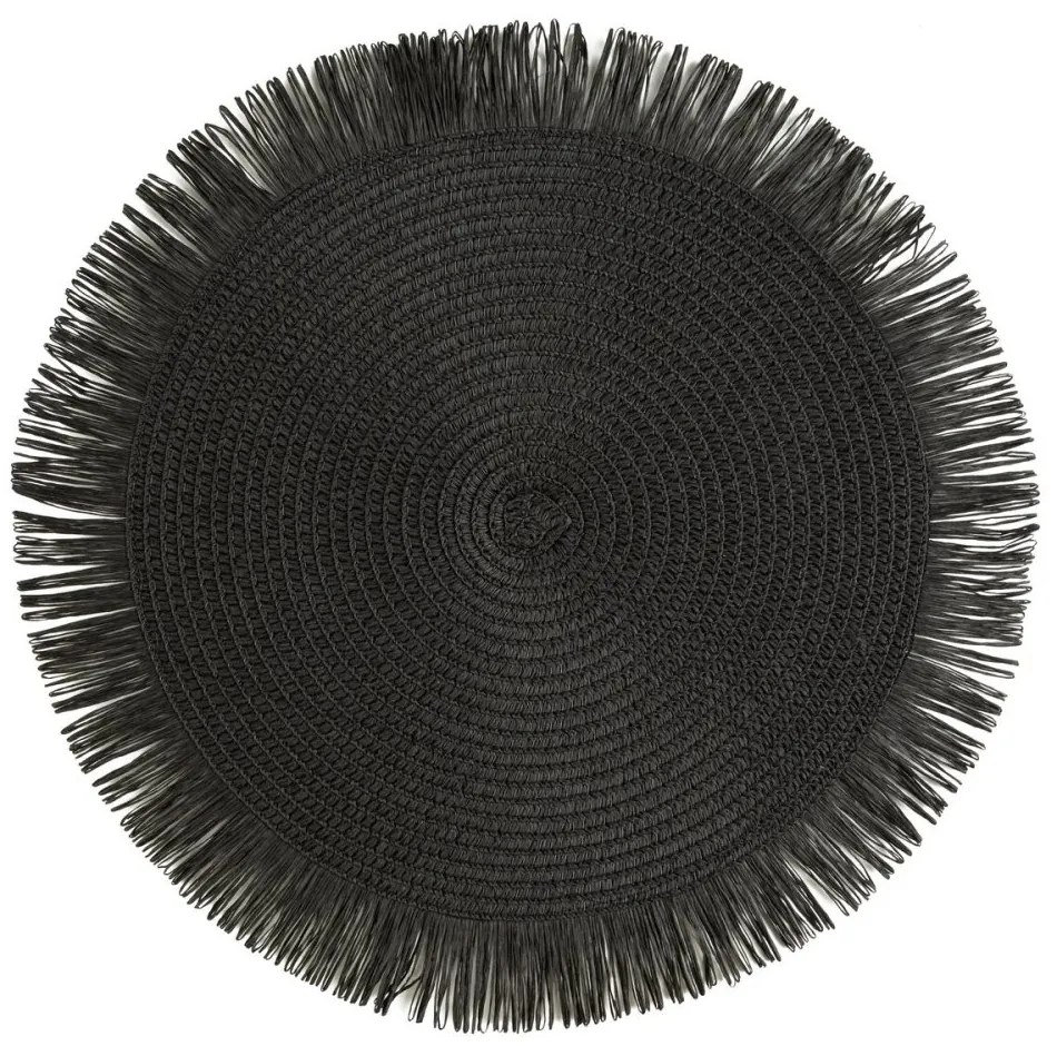 Covoraș rotund în stil boho cu franjuri - set de masă 38 cm Bej
