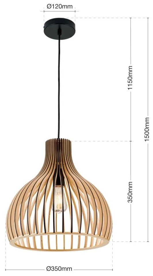 Lustra/Pendul modern din lemn stil scandinav ERIK D-35cm