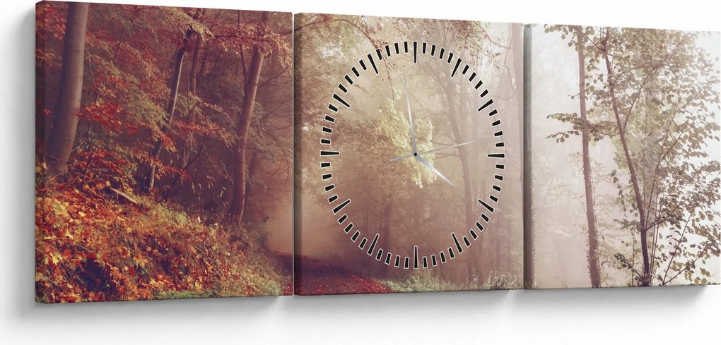 Tablou - Plimbarea de toamnă prin pădure (cu ceas) (90x30 cm)