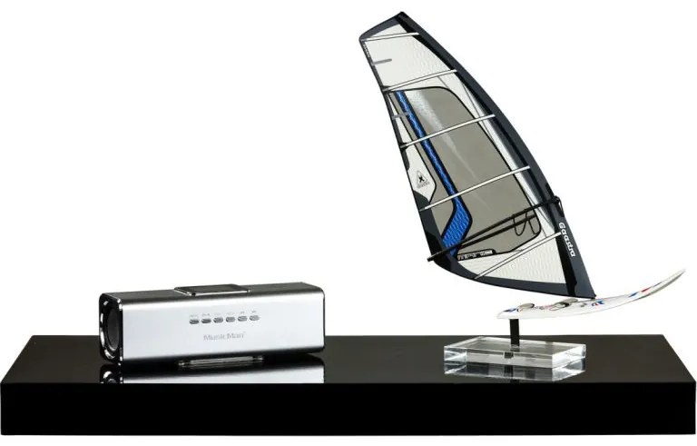 Raft de perete Volato, 90 cm, negru lucios