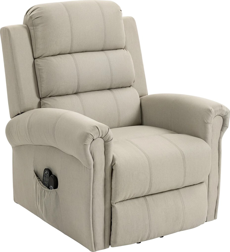 HOMCOM Fotoliu cu ridicare electrică, fotoliu relax electric cu funcție de masaj și încălzire, 87 x 87,5 x 108 cm, beige | Aosom Romania