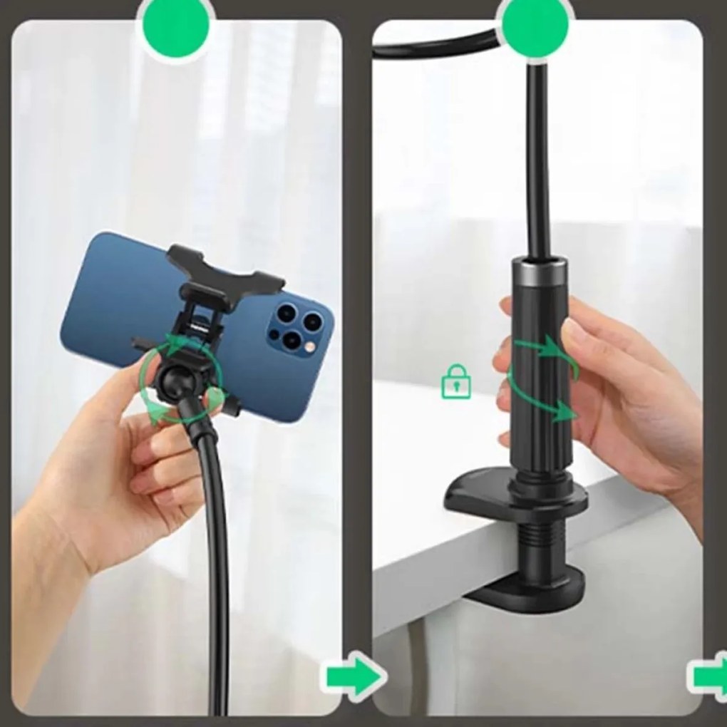 Suport de telefon brat flexibil de 90cm, fixare cu clips,negru UGREEN