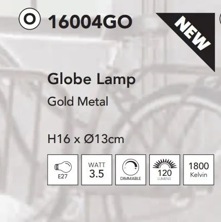 Bec decorativ E27 LED dimabil, metalic Globe Lamp auriu