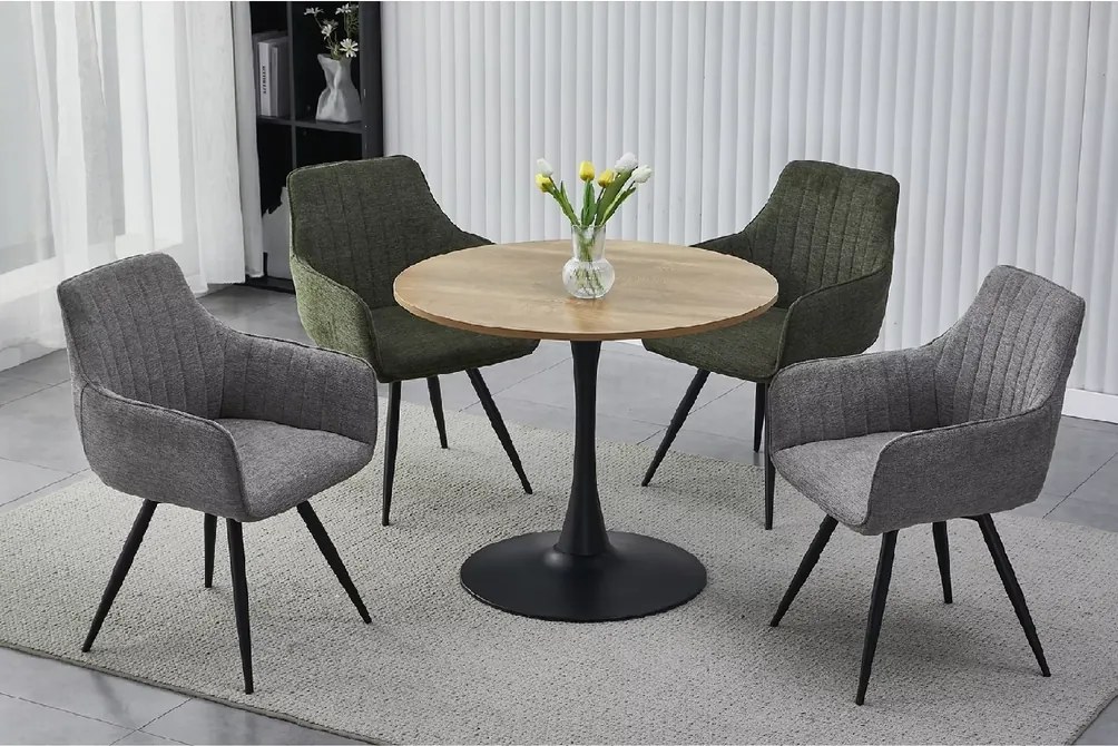 Masa de dining rotunda AMADEO II 90x90 cm, decor stejar