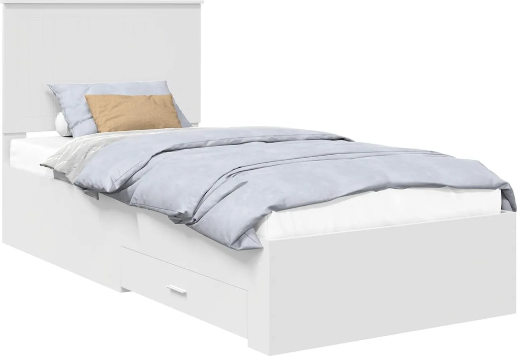 vidaXL Cadru de pat cu headboard Alb 90 x 190 cm Lemn compozit