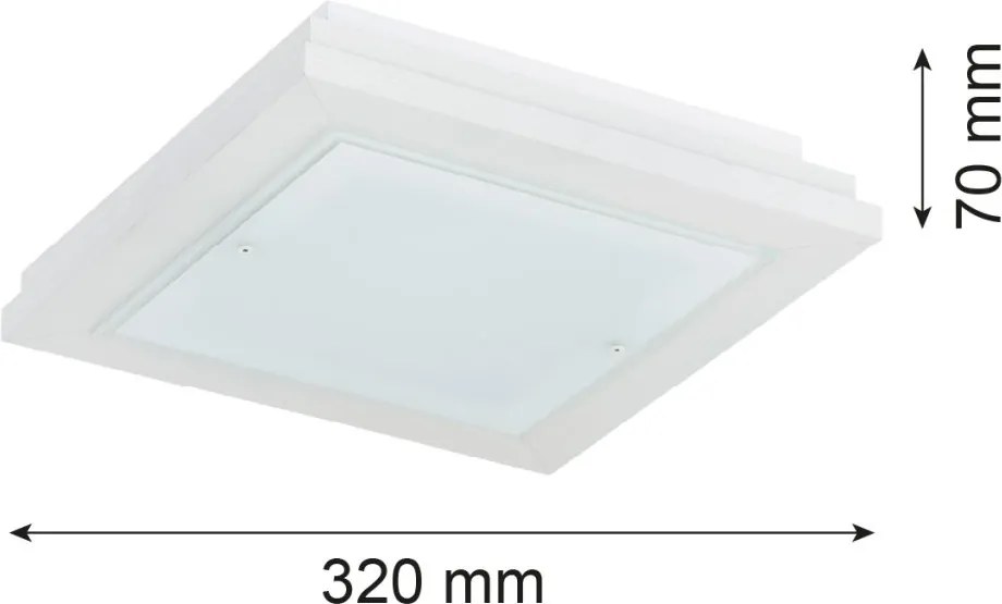 Plafoniera din lemn si sticla TABOR 32x32cm, alb crem