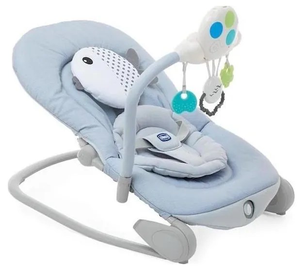 Chicco - Balansoar pentru bebeluși cu vibrații și melodie BALLOON Dots 2xAA + 1xLR20 albastru