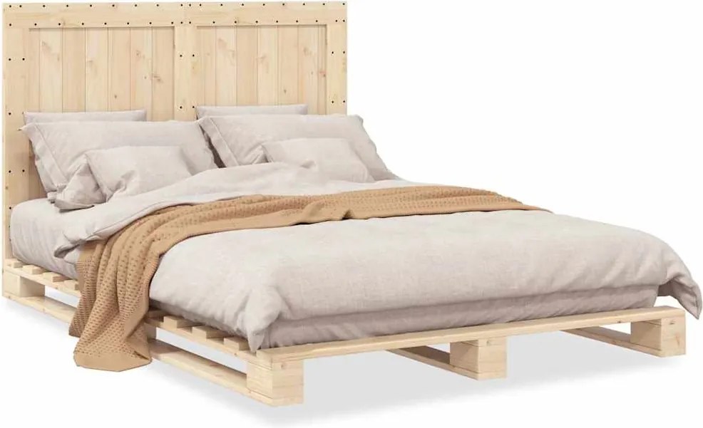 vidaXL Cadru de pat cu tăblie, 140x200 cm, lemn masiv de pin