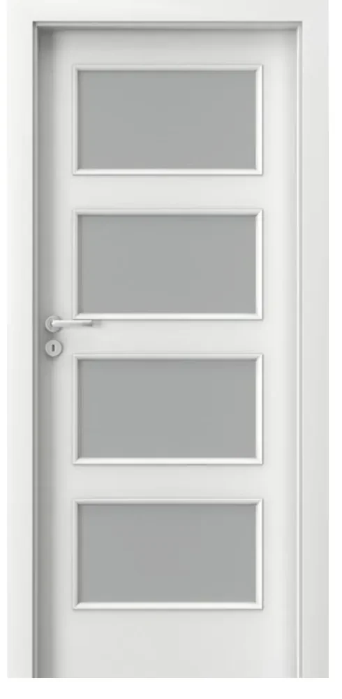 Usa Interior din MDF Porta Laminate CPL Model 5.5 (Culoare: Crem, Toc: Reglabil 30 cm, Maner: Patrat negru inchidere magnetica, Dimensiune: 80 cm)