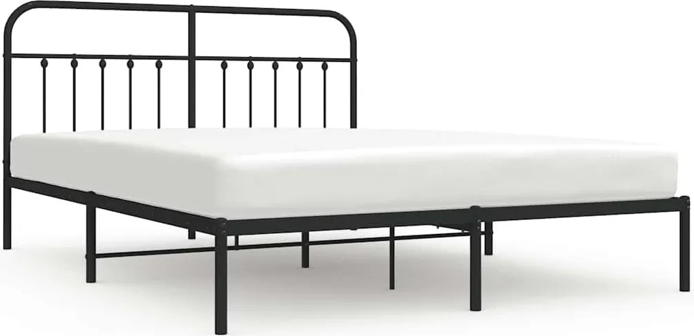 vidaXL Cadru de pat metalic cu tăblie, negru, 183x213 cm