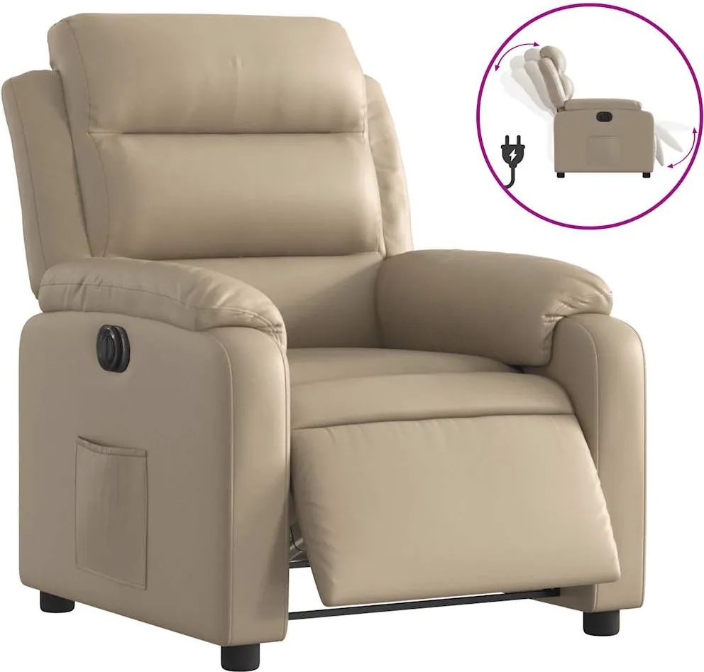vidaXL Fotoliu rabatabil electric, cappuccino, piele ecologică