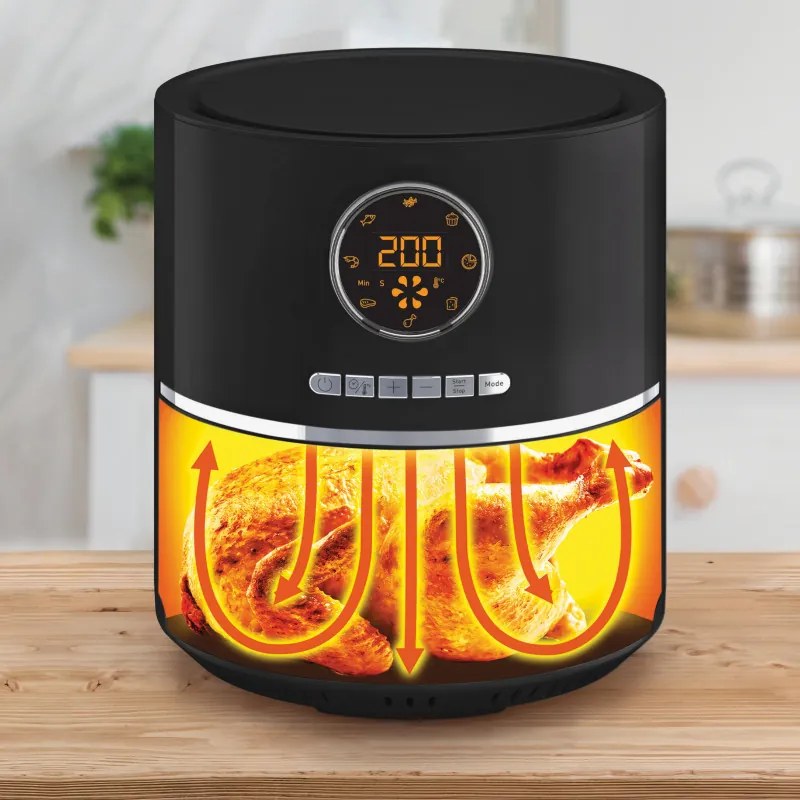 Friteuza cu aer cald Tefal Easy Fry Ultra EY1118, 1200W, 4.2 L, 8 programe, Timer, 6 trepte, Pana la 200°C, Negru