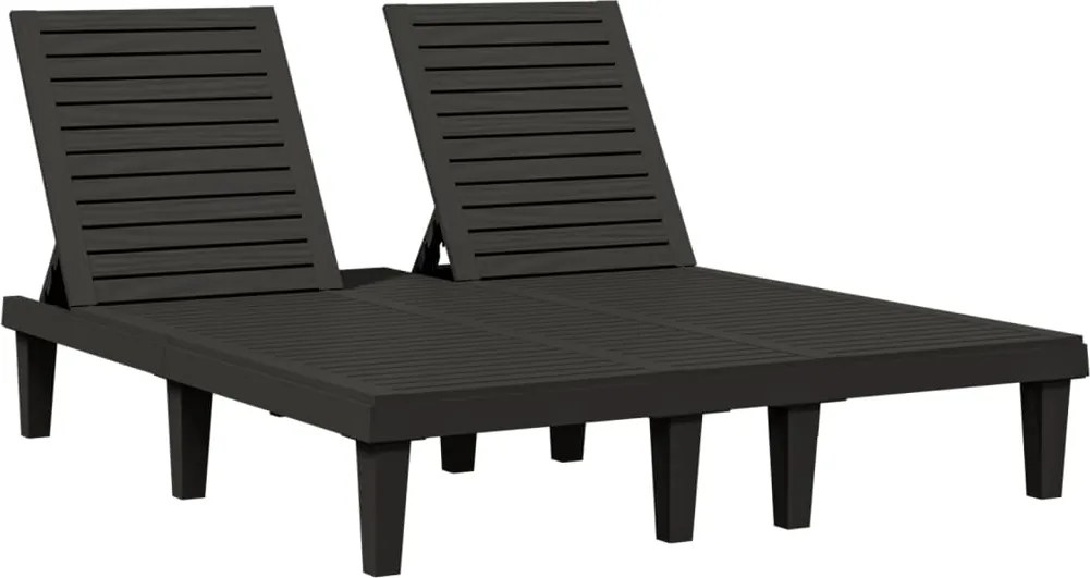 vidaXL Șezlong dublu, negru, 155x138x83 cm, polipropilenă