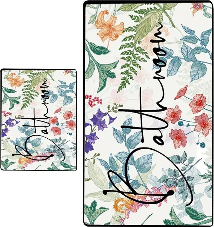 Covorașe de baie 2 buc. 60x100 cm Green In Flower – Foutastic