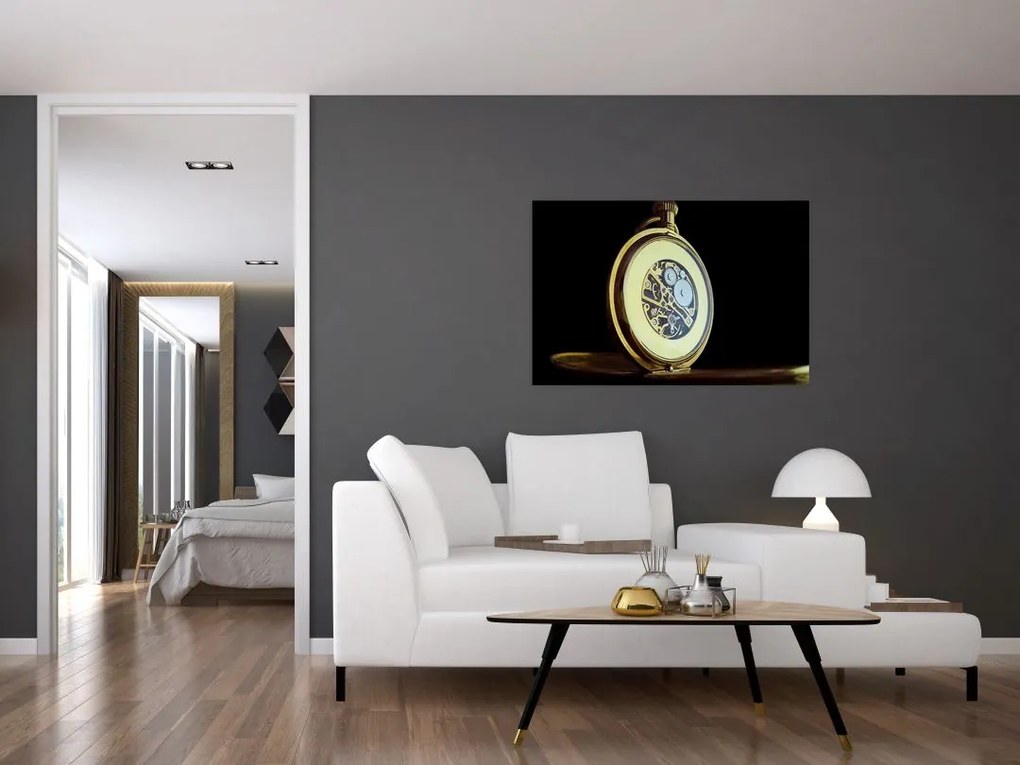 Tablou cu ceas de buzunar de aur (90x60 cm)