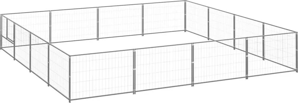 vidaXL Padoc pentru câini, argintiu, 16 m², oțel