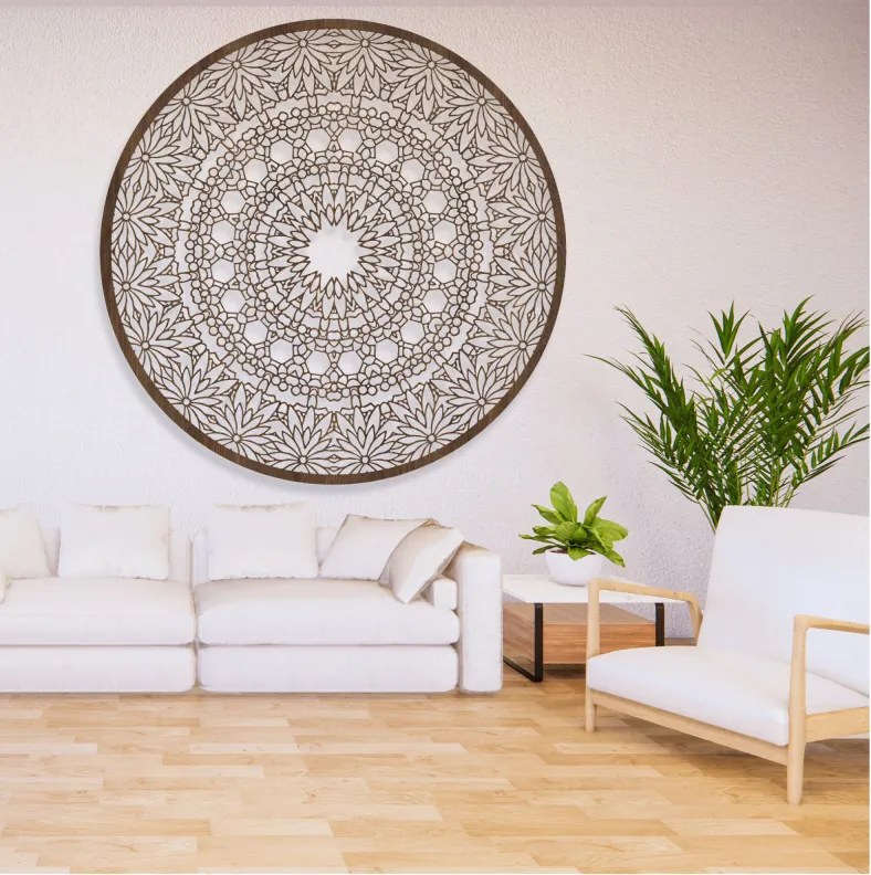 SENTOP | Mandala luxoasă din lemn pe perete, decorațiune interioară 3D | HELA