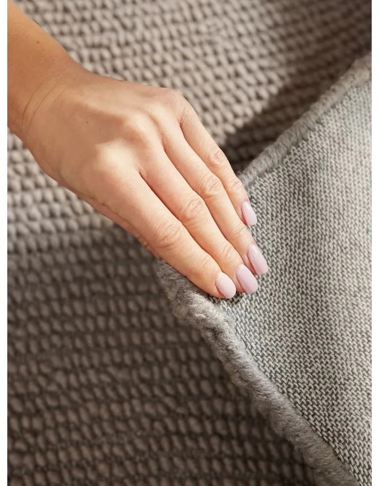Covor tip traversă taupe țesut manual din lână 80x200 cm Eleni Taupe – Hanse Home