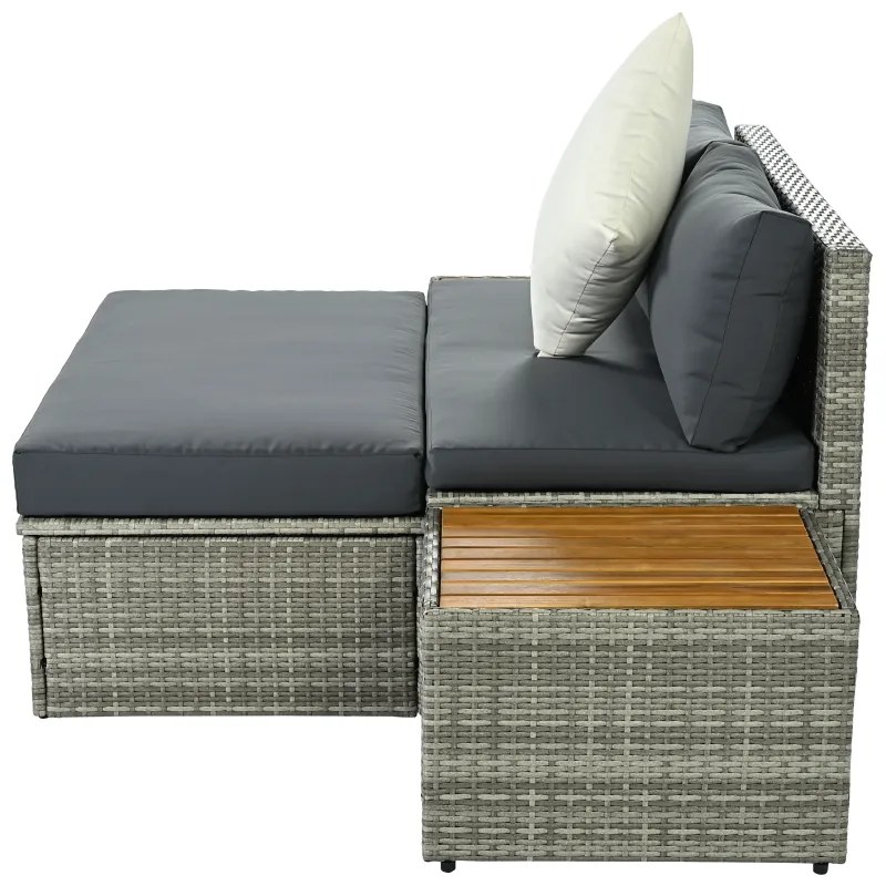 Set rattan de grădină DEBRA, gri/natural/crem