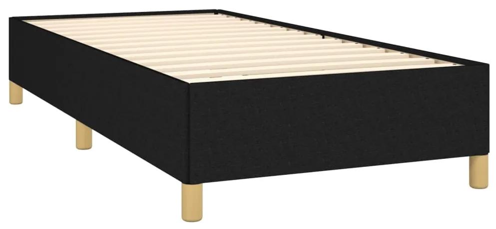 Pat box spring cu saltea, negru, 90x190 cm, textil Negru, 90 x 190 cm, Benzi orizontale