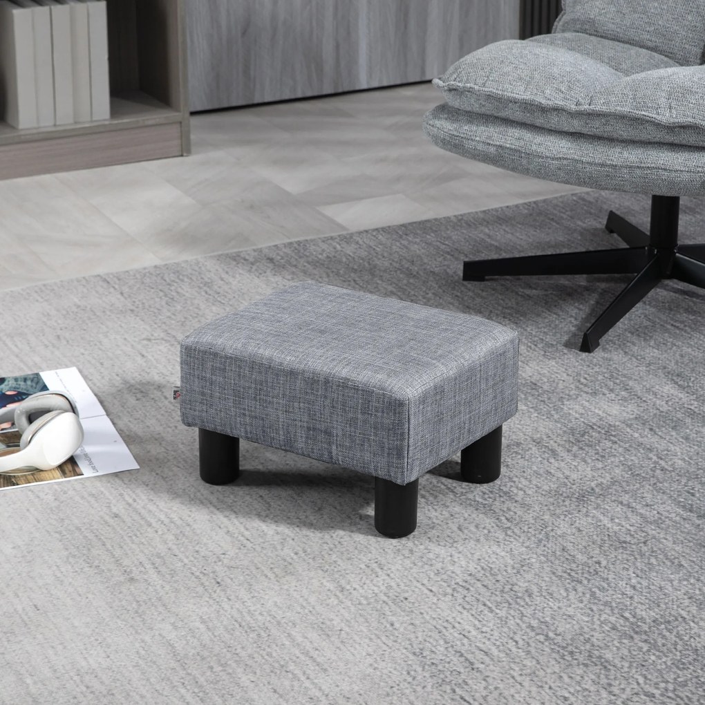 HOMCOM Otoman Stofă, Scaun Dreptunghiular Mic, Căptușit, pentru Living, 40x30x24cm, Gri | Aosom Romania