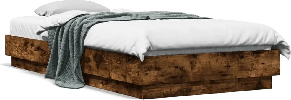 vidaXL Cadru pat fără saltea stejar fumuriu 100x200 cm lemn prelucrat