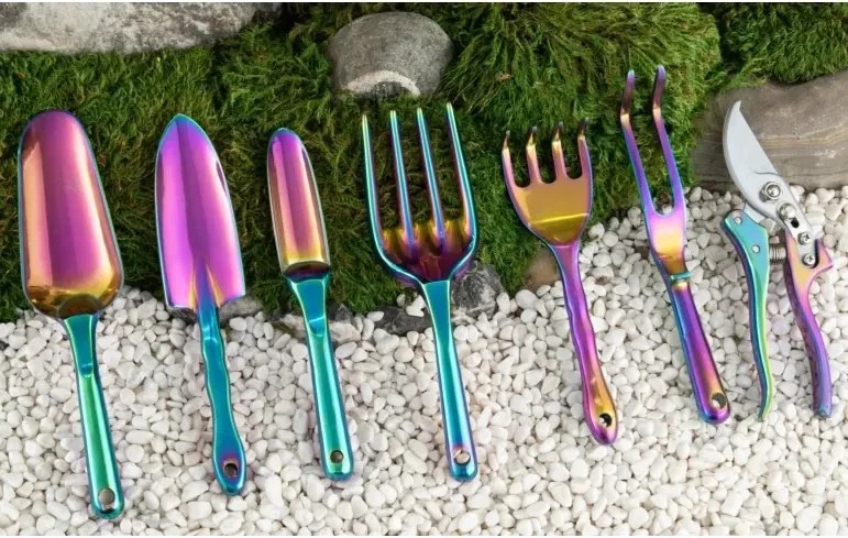 Set de unelte de grădină - 7 buc + foarfecă din aluminiu