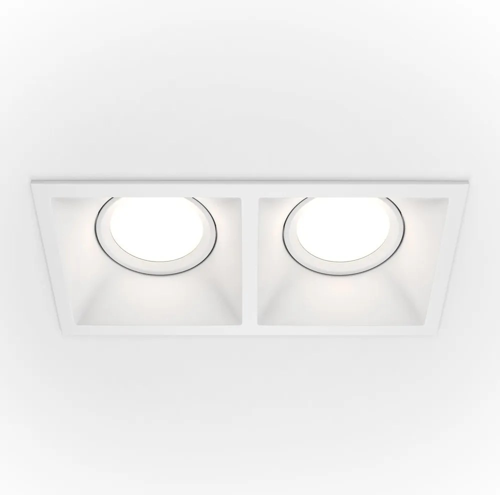 Corp incastrabil cu 2 spoturi directionabile design tehnic Dot alb