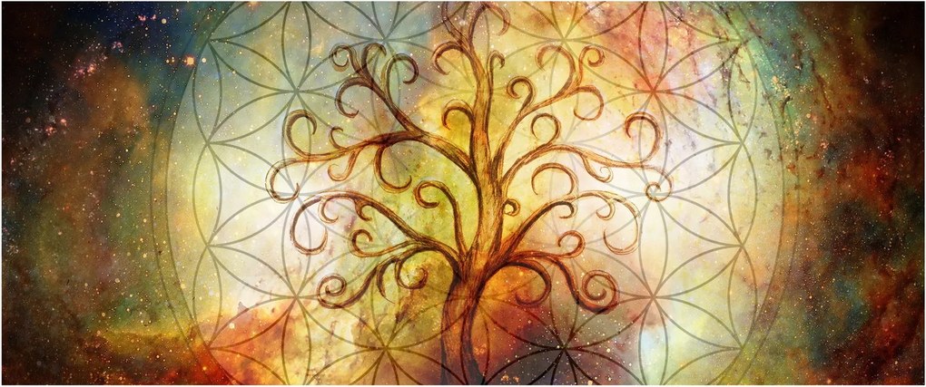 Tablou abstract cu copac (120x50 cm)