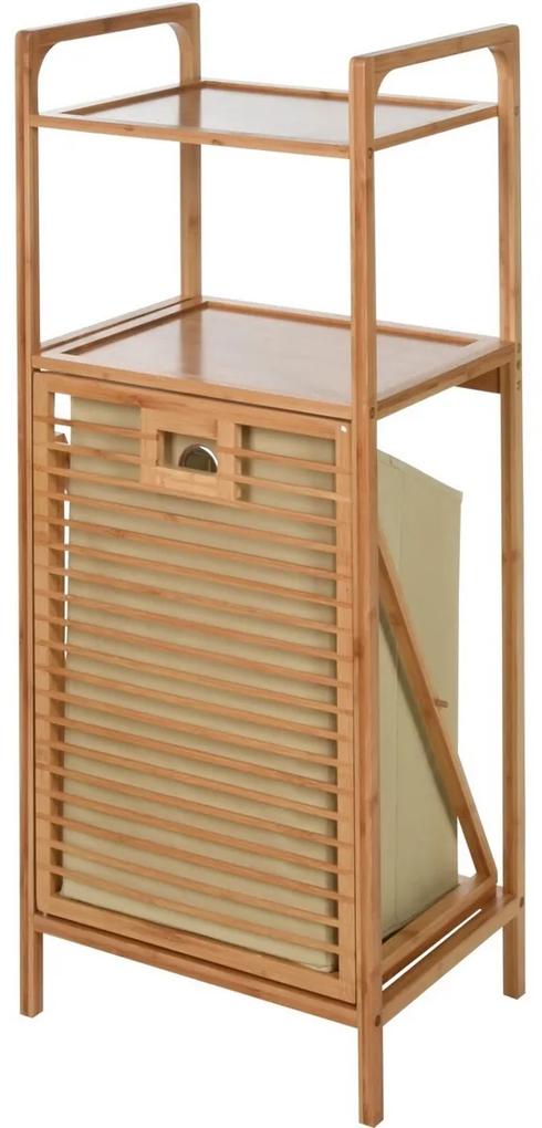 Raft pentru baie cu coș rabatabil Bamboo, 40 x 95 x 30 cm
