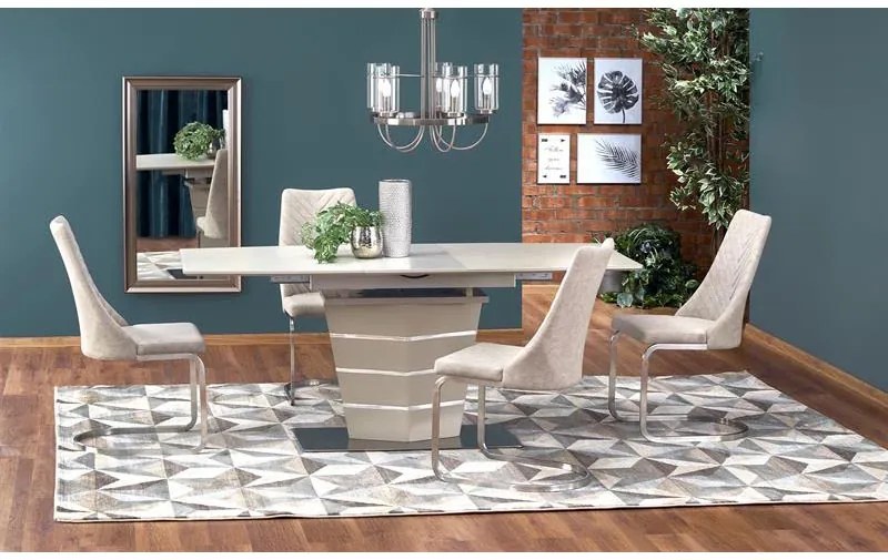 Masă de sufragerie extensibilă 140-180 cm Suena (alb + argintiu) (pentru 6 8 persoane). 1048600
