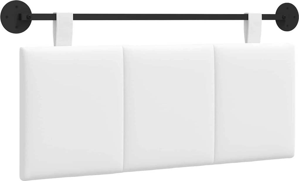 vidaXL Cap de pat suspendat Pe perete Alb 110 x 55 x 5 cm țesătură