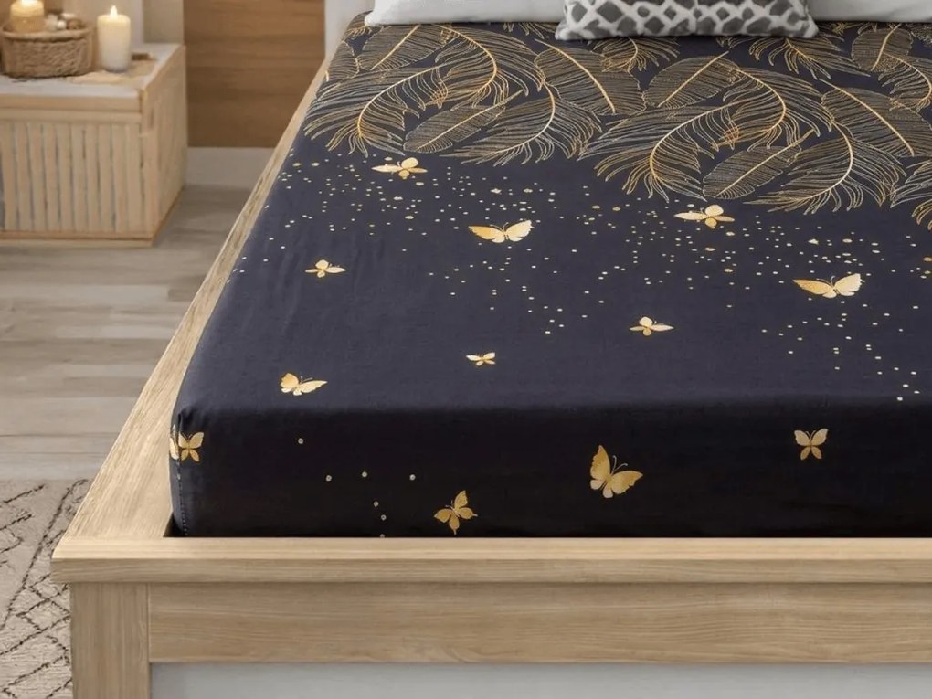Cearsaf din microfibra VISATA negru 180x200 cm