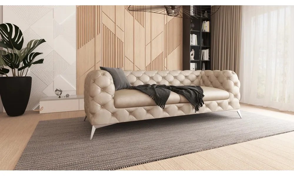 Canapea bej cu tapițerie din catifea 225 cm Chelsea – Ropez