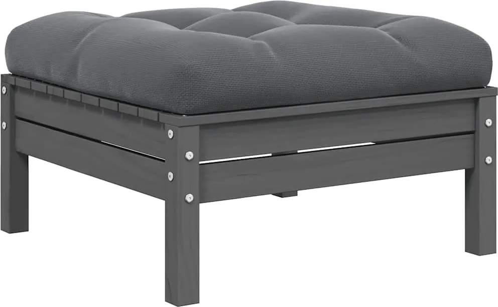 vidaXL Taburet de grădină cu pernă antracit, gri, lemn masiv de pin