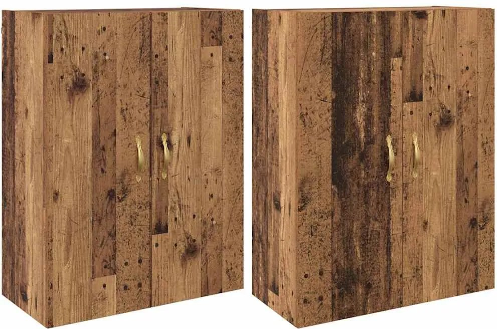 vidaXL Dulap montat pe perete 2 pcs Lemn vechi 69,5 x 34 x 90 cm