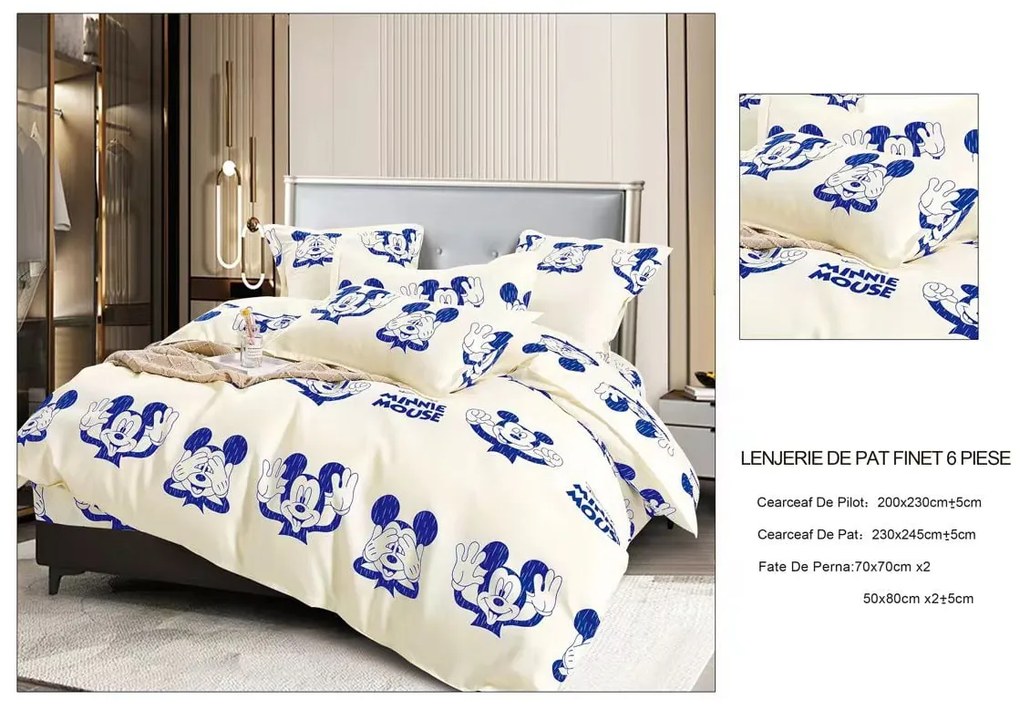 Set Lenjerie Pat Dublu, 6 piese - Funny Mickey