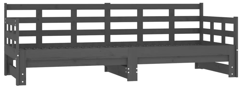 820384 vidaXL Pat de zi extensibil, gri, 2x(90x190) cm, lemn masiv de pin