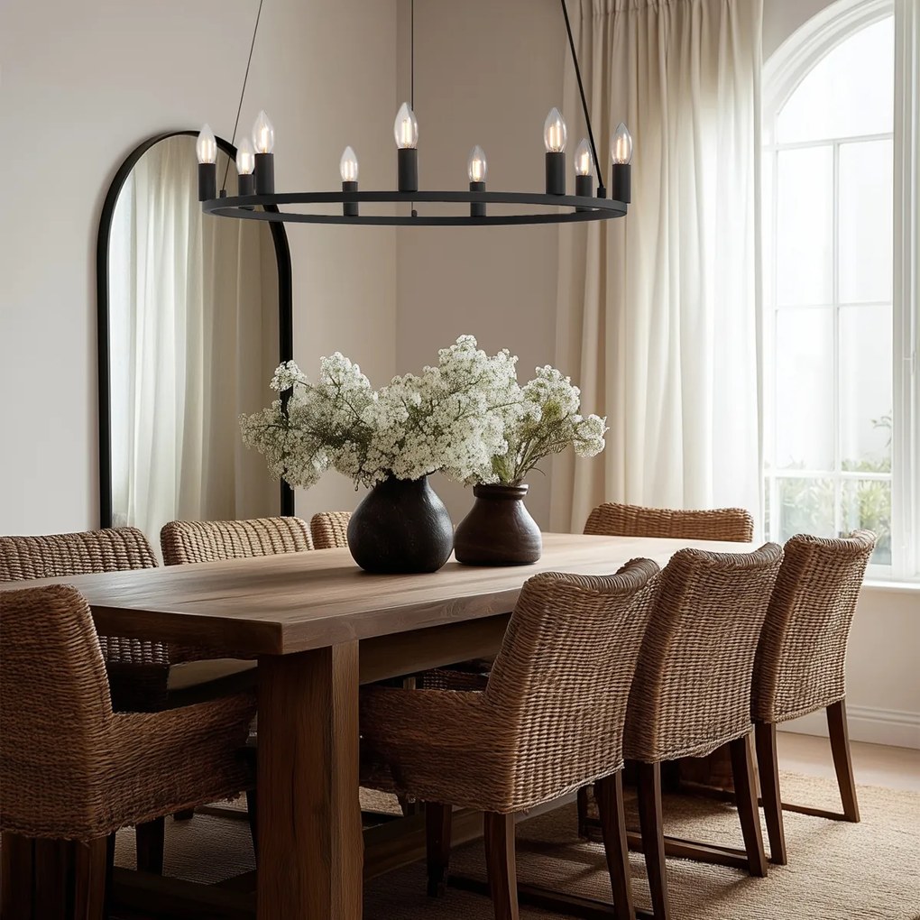 Lampa suspendată industrială neagră cu 9 lumini - Knight