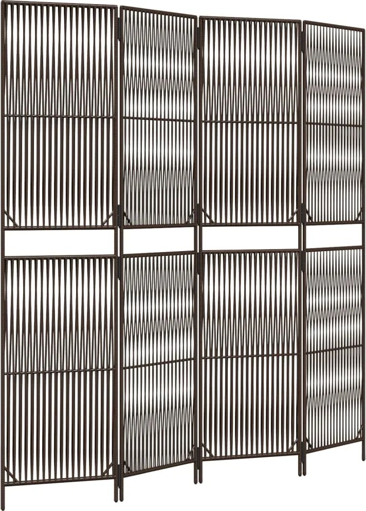 vidaXL Separator de cameră cu 4 panouri, maro, poliratan