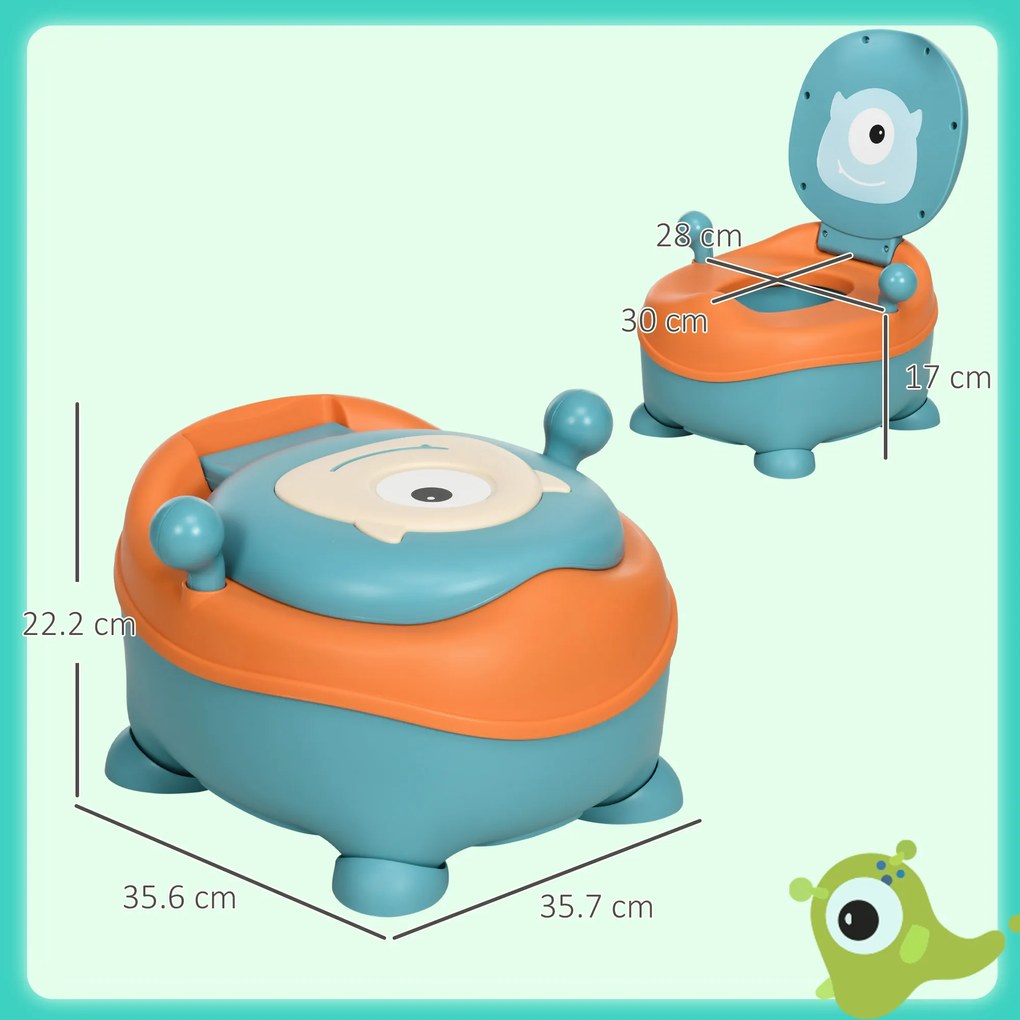 ZONEKIZ Olita pentru Copii de la 6 Luni in Forma de Extraterestru, Scaun Ergonomic, Spatar si Vas Detașabil, Albastru | Aosom Romania