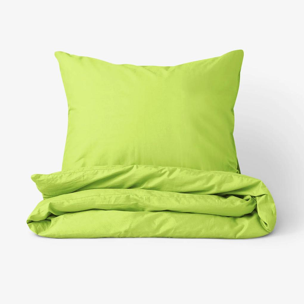 Goldea lenjerie de pat din 100% bumbac - verde lime 140 x 200 și 50 x 70 cm