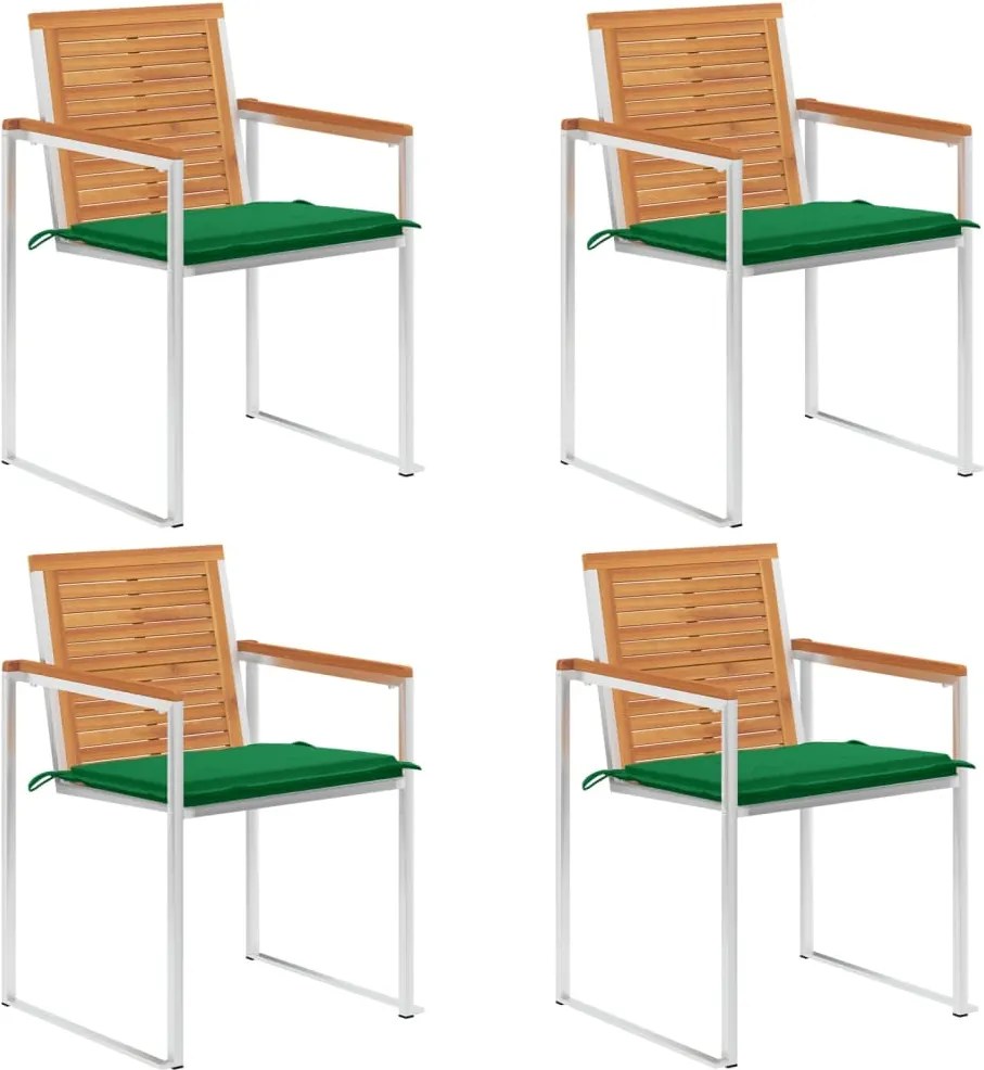 vidaXL Scaune de grădină cu perne, 4 buc., lemn masiv de salcâm