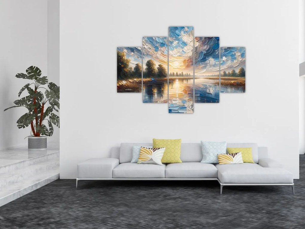 Tablou - Pictură cu soarele deasupra apei (150x105 cm)