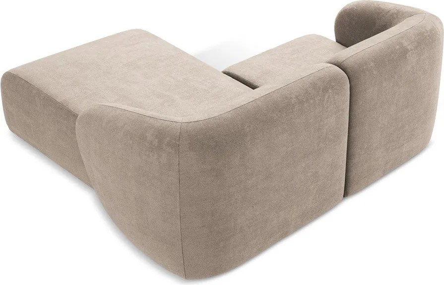 Colțar maro deschis cu tapițerie din chenille (cu colț pe partea dreaptă/cu șezlong) Lani – Makamii