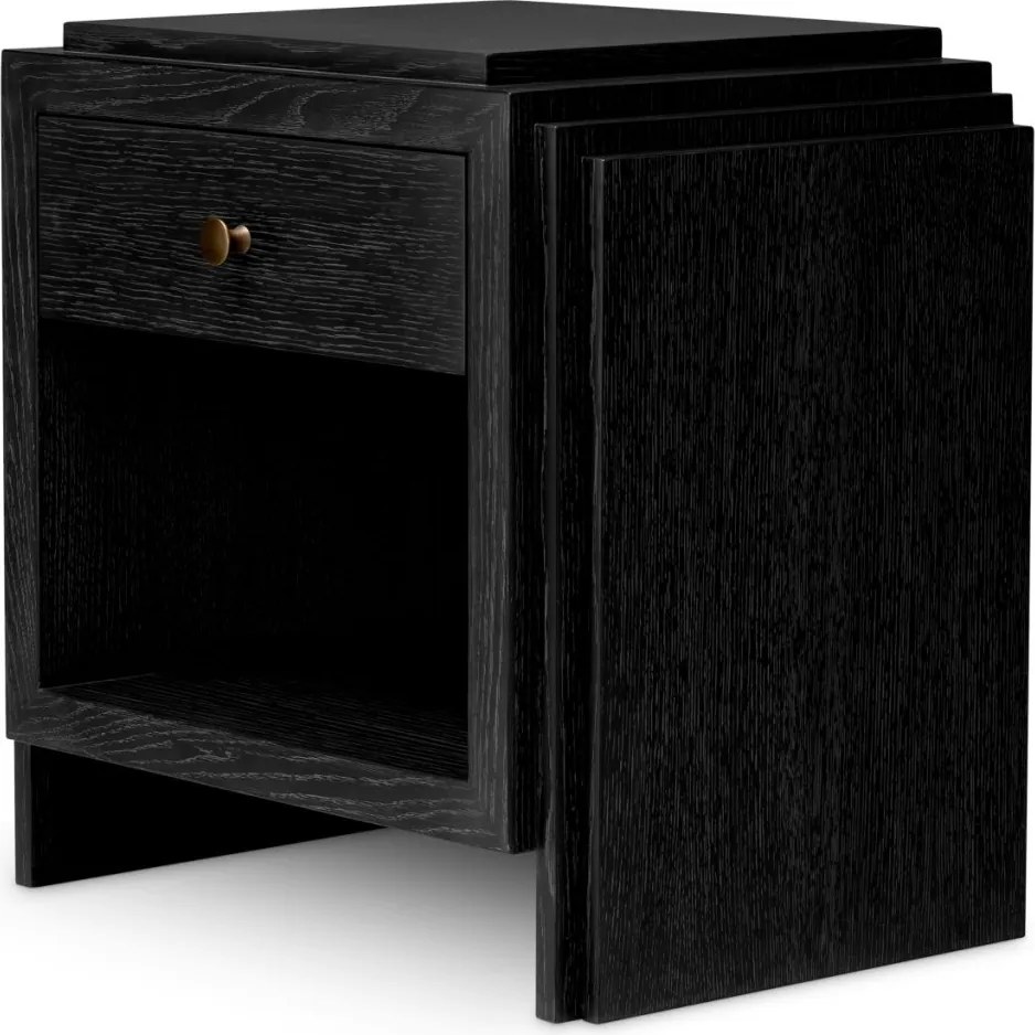 Noptiera LUX Furnir Stejar Gri Carbune, ArtDeco