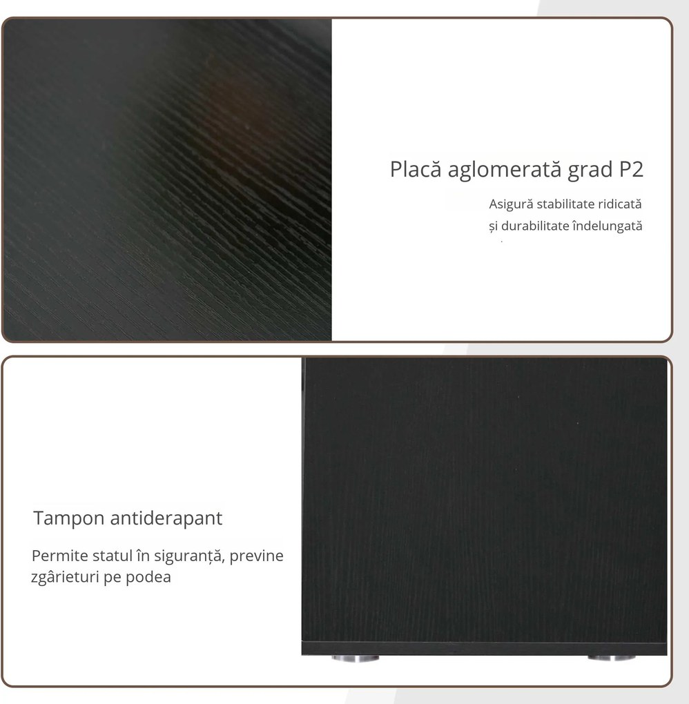 HOMCOM Birou de Colț pentru Studiu cu 2 Sertare și 2 Rafturi, Birou Modern din Lemn, 117x82x74 cm, Negru | Aosom Romania